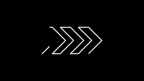 White Neon Forward Arrows Looping Animation on Black Background Stock Footage 331801021