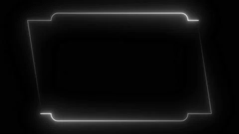 White neon frame lighting on black background.4K 60Fps Stock Footage 220046096