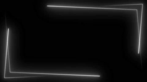 White neon frame lighting on black background.4K 60Fps Stock Footage 220046100