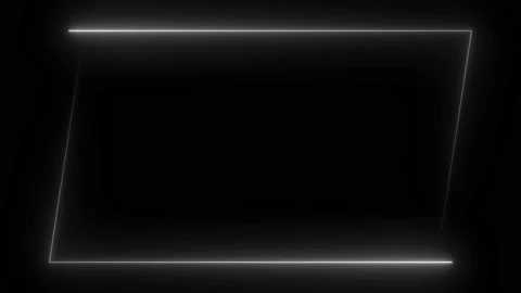 White neon frame lighting on black background.4K 60Fps Stock Footage 220046101