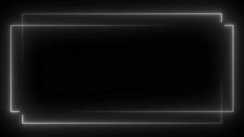 White neon frame lighting on black background.4K 60Fps Stock Footage 220046342
