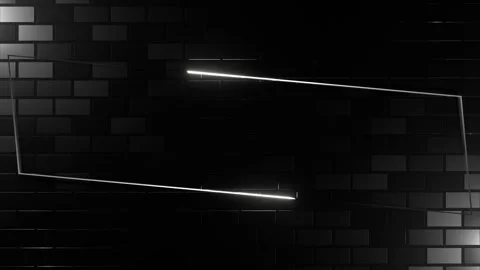 White Neon Frame for Text on Brick Wall Background VJ Loop in 4K Stock Footage 344579839