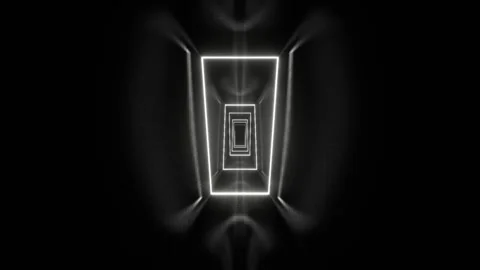 White Neon Frames Corridor Background VJ Loop in 4K Video stock 308452887