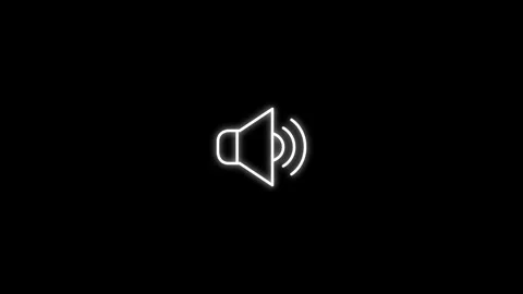 White neon glowing audio speaker animation - abstract futuristic volume sign Stockbeeldmateriaal 340415032