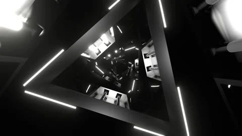 White Neon Glowing Triangular Spiral Background VJ Loop in 4K Stock Footage 311718526