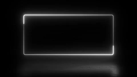 White neon light frame with reflection on dark background for gaming broadcasts Stock Footage 339878363