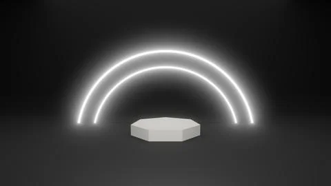 White Neon Light Product Background, Black Color Stock Illustration