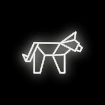 White neon light shape showing donkey made of straight lines Stock Illustration