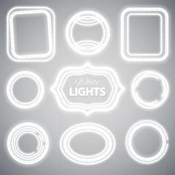 White Neon Lights Frames Stock Illustration