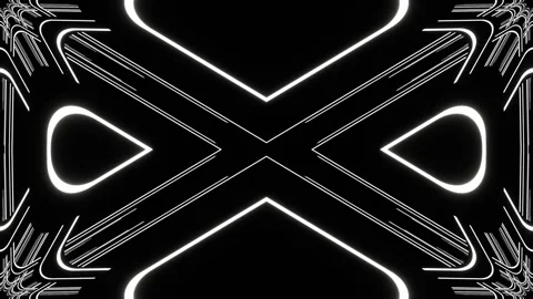 White Neon Line Kaleidoscope Background VJ Loop in 4K Stock Footage 339699208