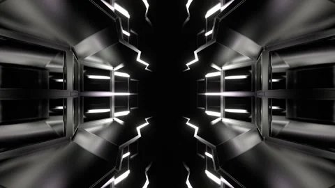 White Neon Mirrored Sci-Fi Corridor Background VJ Loop in 4K Stock Footage 261989223