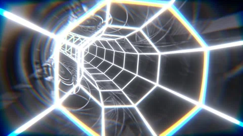 White Neon Octagonal Torus Tunnel Background VJ Loop l 4K Stock Footage 294919876