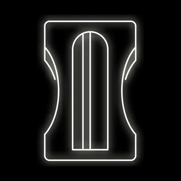 White neon pencil sharpener line art icon Stock Illustration