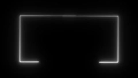White neon rectangle frame animation loop on dark abstract background Video stock 336911988