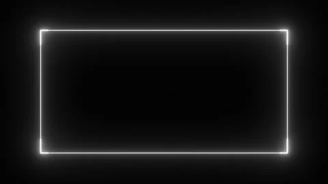 White neon rectangle frame animation loop on dark screen with flickering lights Stock Footage 340326064