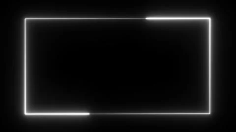 White neon rectangle frame looping on black background for live streaming Stock Footage 340459125