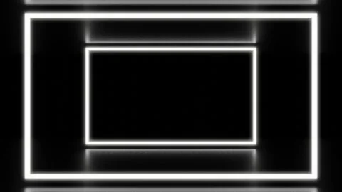 White neon rectangle tunnel frame with reflections loop animation background Stock Footage 247341423