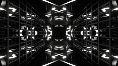 White Neon Reflective Tunnel Background VJ Loop in 4K Stock Footage 343272781