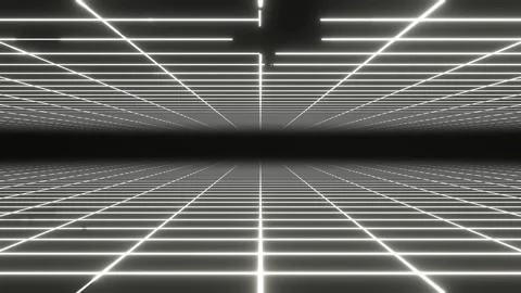 White Neon Retro Grid Background VJ Loop in 4K 库存影片 328357224
