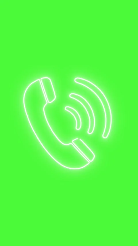 White Neon Ringing Phone Icon Animation Green Screen Stock Footage 328595167
