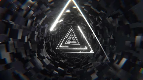 White Neon Sci-Fi Triangular Tunnel Background VJ Loop 4K Stock Footage 294910314