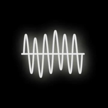 White neon sinusoidal wave glowing on black background Stock Illustration