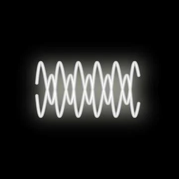 White neon sinusoidal wave glowing on black background Stock Illustration