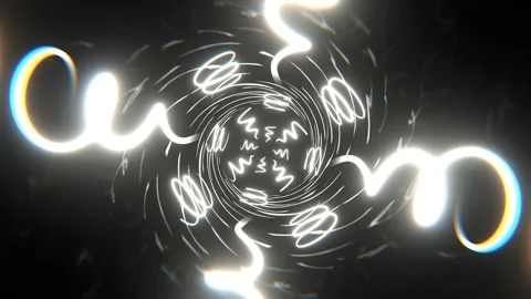 White Neon Spirals Reverse Tunnel Background VJ Loop in 4K Stock Footage 313382438