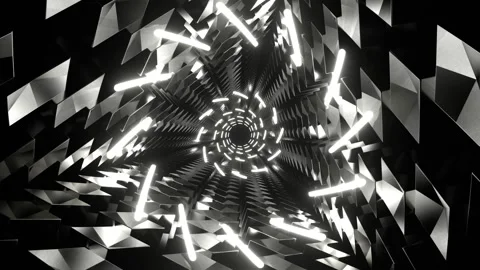 White Neon Spirals in Triangular Tunnel Background VJ Loop in 4K Stock Footage 312160760