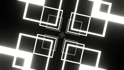 White Neon Square Shapes Motion Background VJ Loop in 4K Stock Footage 310958176