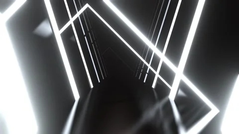 White Neon Strobe Corridor with Asymmetrical Frames Background VJ Loop l 4K Stock Footage 302799496