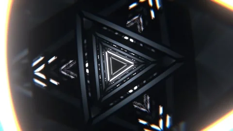 White Neon Strobe Geometric Triangle Tunnel Background VJ Loop l 4K Stock Footage 298195619