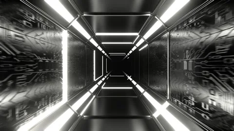 White Neon Strobe Texture Chip Corridor Background VJ Loop l 4K Stock Footage 303145503