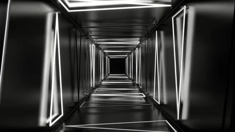 White Neon Strobe Triangles Tunnel Background VJ Loop in 4K Stock Footage 277866569