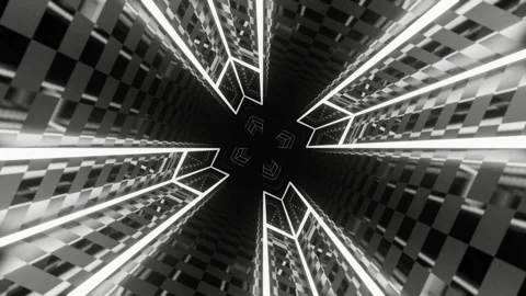 White Neon Strobe Vortex Tunnel Background VJ Loop in 4K Stock Footage 342280018