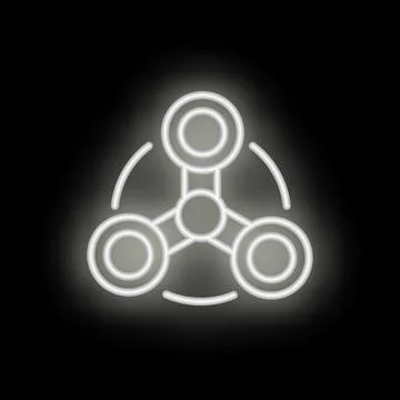 White neon style teamwork icon on black background Stock Illustration
