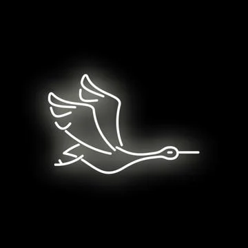White neon swan flying vector illustration Stock Illustration