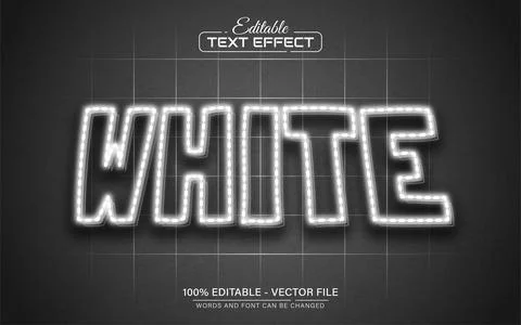 White neon text effect editable Illustrazione stock