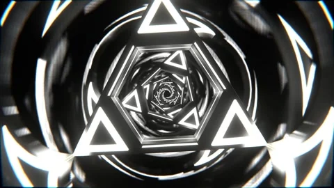 White Neon Triangle Mirror Tunnel Background VJ Loop in 4K Stock Footage 292923587