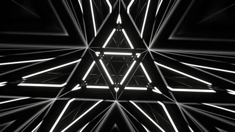 White Neon Triangular Mirror Tunnel Background VJ Loop in 4K Stock Footage 345737972
