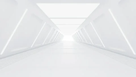 White neon tunnel, 3d rendering. Stock Footage 237746548
