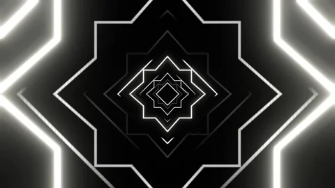 White Neon Tunnel with Geometric Strobe Shapes Background VJ Loop in 4K Stock Footage 314370653