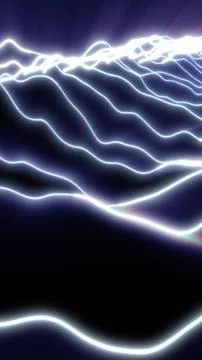 White neon wave lines and glowing signal curves across a dark futuristic ba.. Stock Illustration
