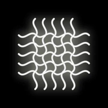 White neon wavy lines forming intertwined pattern on black background Stock Illustration