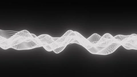 White Neon Wireframe Waves Abstract Animation, Futuristic AI Technology 库存影片 336336703