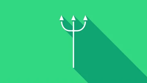 White Neptune Trident icon isolated on green background. 4K Video motion graphic Stock Footage 147153170