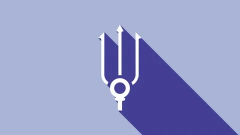 White Neptune Trident icon isolated on purple background. 4K Video motion Stock Footage 148301444
