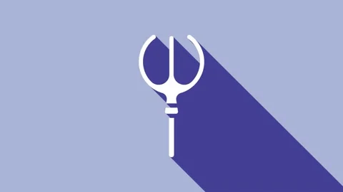 White Neptune Trident icon isolated on purple background. 4K Video motion Stock Footage 148301557