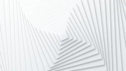 White nested squares twisting into a spiral tunnel with soft shadows Vídeos de archivo 348267887