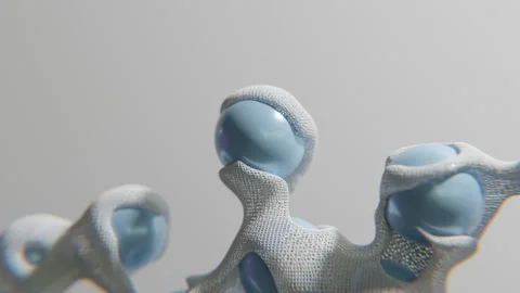 White net going over blue balls in a 3D animation Stock Footage 253566967
